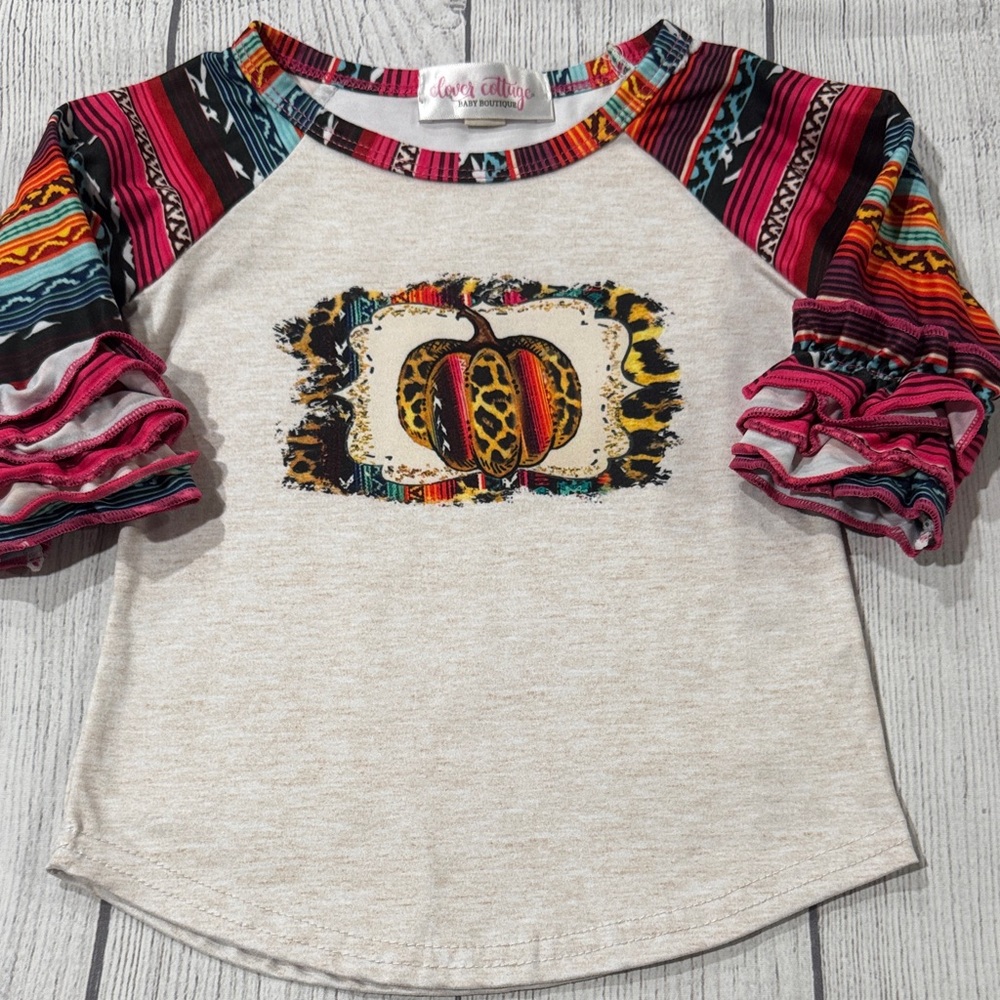 Baby Girls Leopard Pumpkin Long Sleeve Fall Tee